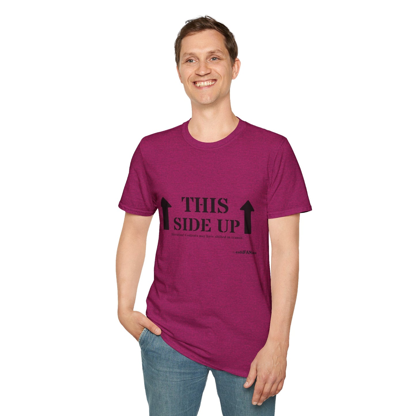 Funny 'THIS SIDE UP' t-shirt - Perfect Gift for Fun Occasions, Casual Wear, Gifting, Unisex Clothing, Vibrant Colors