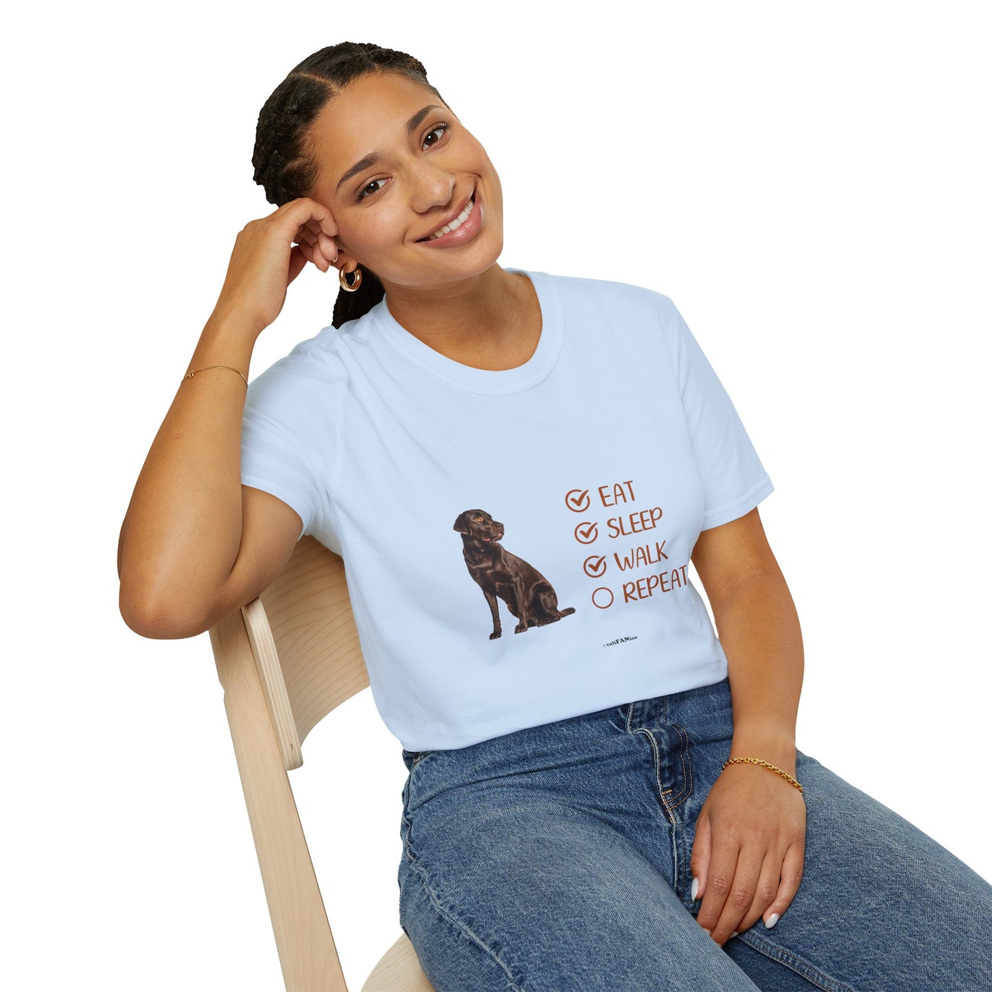 Eat, Sleep, Walk, Repeat Chocolate Lab Dog T-Shirt, Unisex Pet Lover Tee, Gift for Dog Moms and Dads, Dog Lover Apparel, Dog Themed Shirt