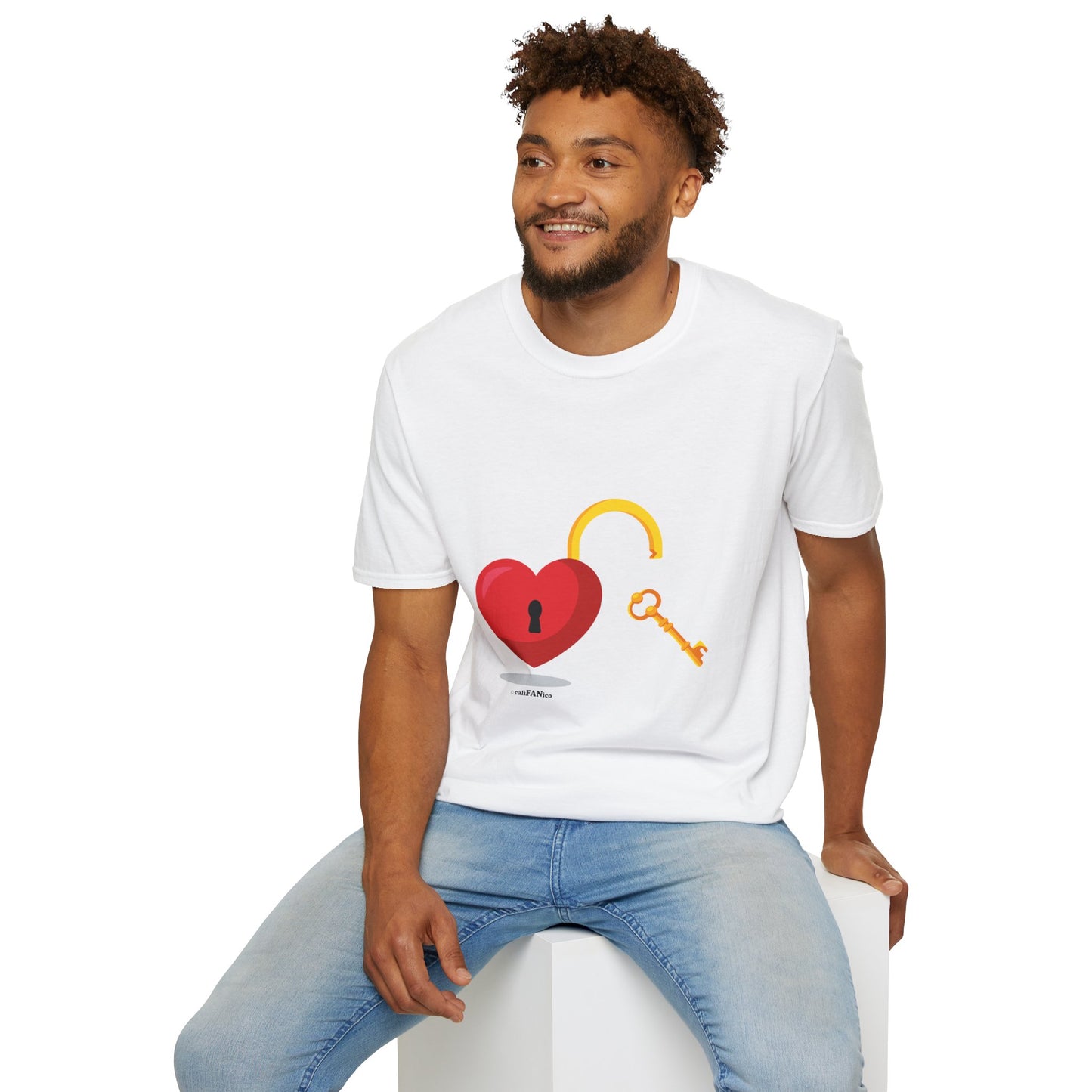 Open Heart Unlocked Heart Unisex Softstyle T-Shirt | Valentine’s Everyday Gift, Couple Matching Tee, Cute Relationship Shirt, Love Theme Apparel