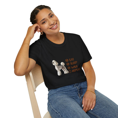 Eat, Sleep, Walk, Repeat Standard Poodle T-Shirt, Dog Lover T-Shirt, Comfortable Gift for Pet Owners, Dog Walking, Casual Outfit, Pet Lover Apparel