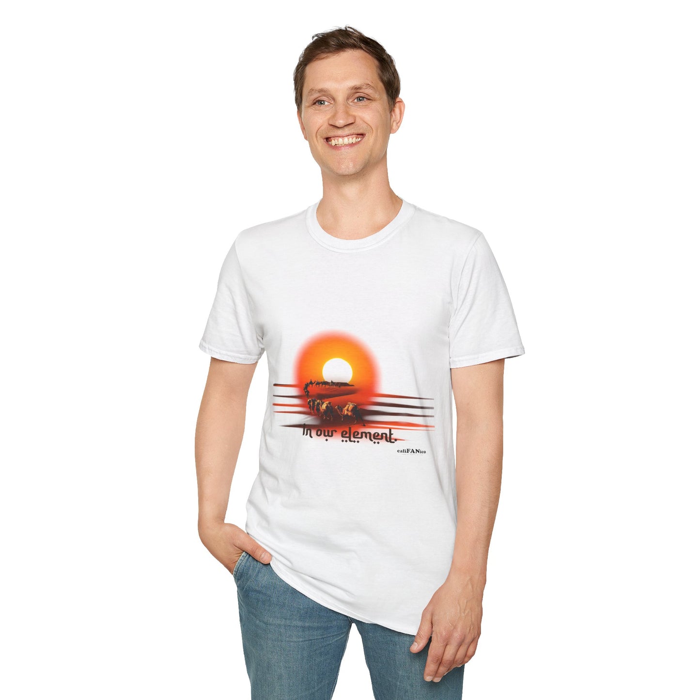 Adventure Traveler T-Shirt - Desert Caravan Vibrant Sun Colors