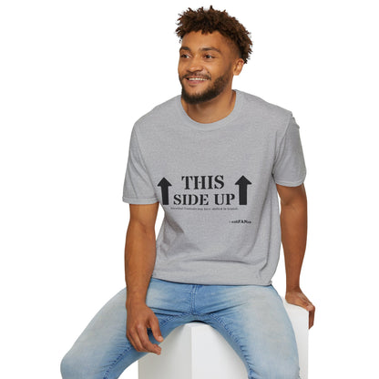 Funny 'THIS SIDE UP' t-shirt - Perfect Gift for Fun Occasions, Casual Wear, Gifting, Unisex Clothing, Vibrant Colors