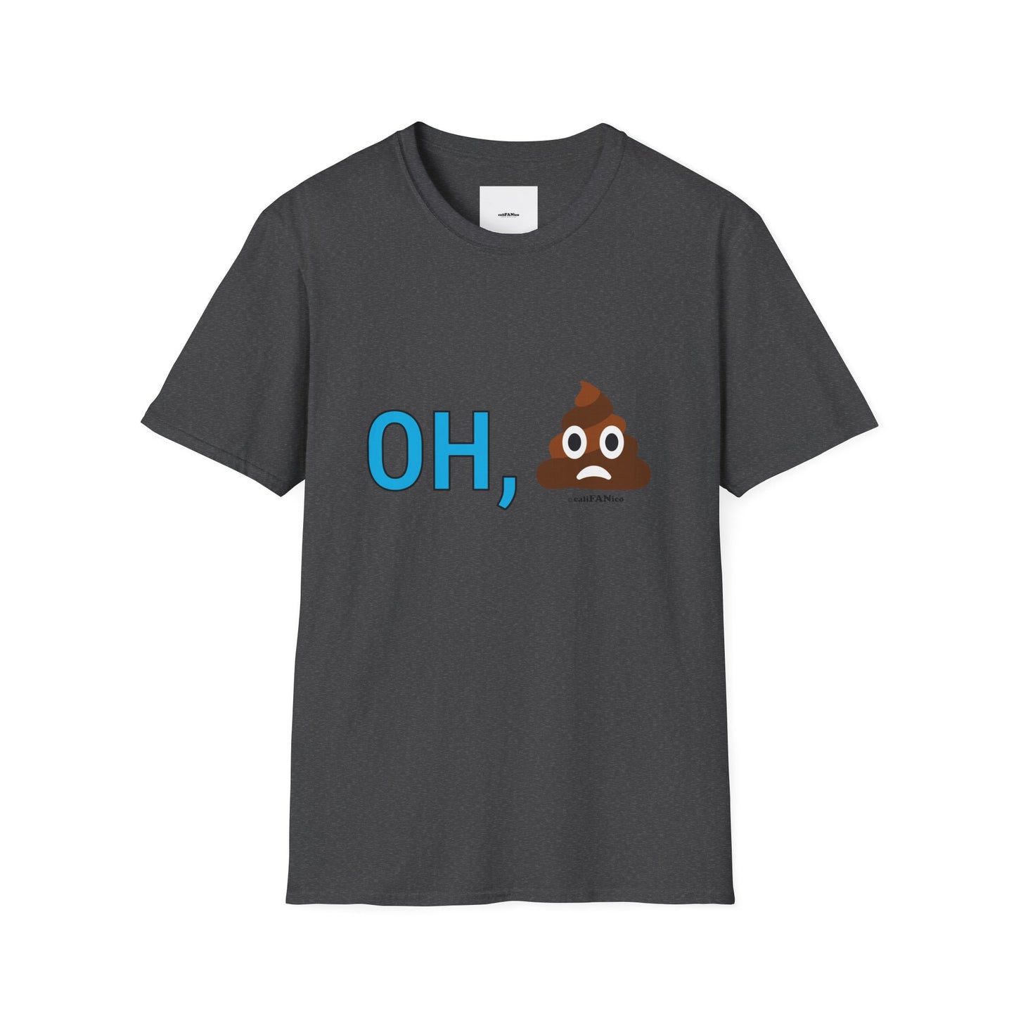 Funny grey T-Shirt with OH, POOP EMOJI design