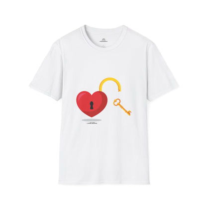 Open Heart Unlocked Heart Unisex Softstyle T-Shirt | Valentine’s Everyday Gift, Couple Matching Tee, Cute Relationship Shirt, Love Theme Apparel