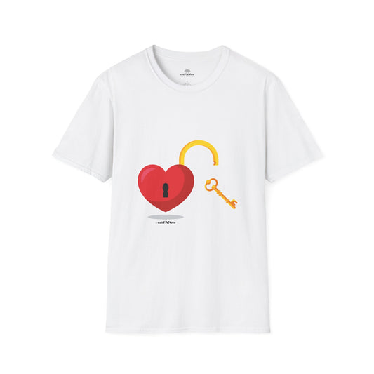 Open Heart Unlocked Heart Unisex Softstyle T-Shirt | Valentine’s Everyday Gift, Couple Matching Tee, Cute Relationship Shirt, Love Theme Apparel
