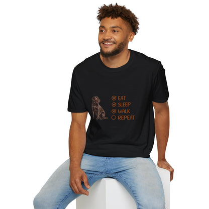 Eat, Sleep, Walk, Repeat Chocolate Lab Dog T-Shirt, Unisex Pet Lover Tee, Gift for Dog Moms and Dads, Dog Lover Apparel, Dog Themed Shirt
