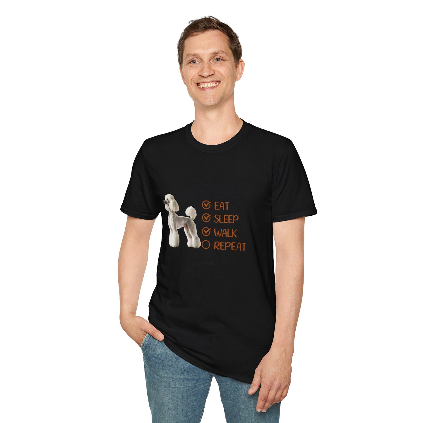 Eat, Sleep, Walk, Repeat Standard Poodle T-Shirt, Dog Lover T-Shirt, Comfortable Gift for Pet Owners, Dog Walking, Casual Outfit, Pet Lover Apparel