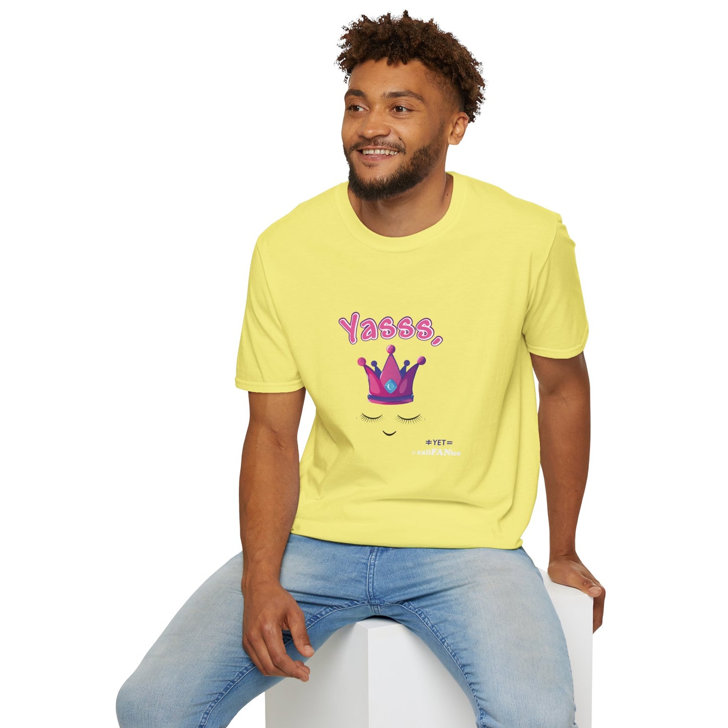 Yasss, Queen! Softstyle T-Shirt, Trendy Graphic Tee, Pride Apparel, Casual Wear, Gift for Them, Fun Festival T