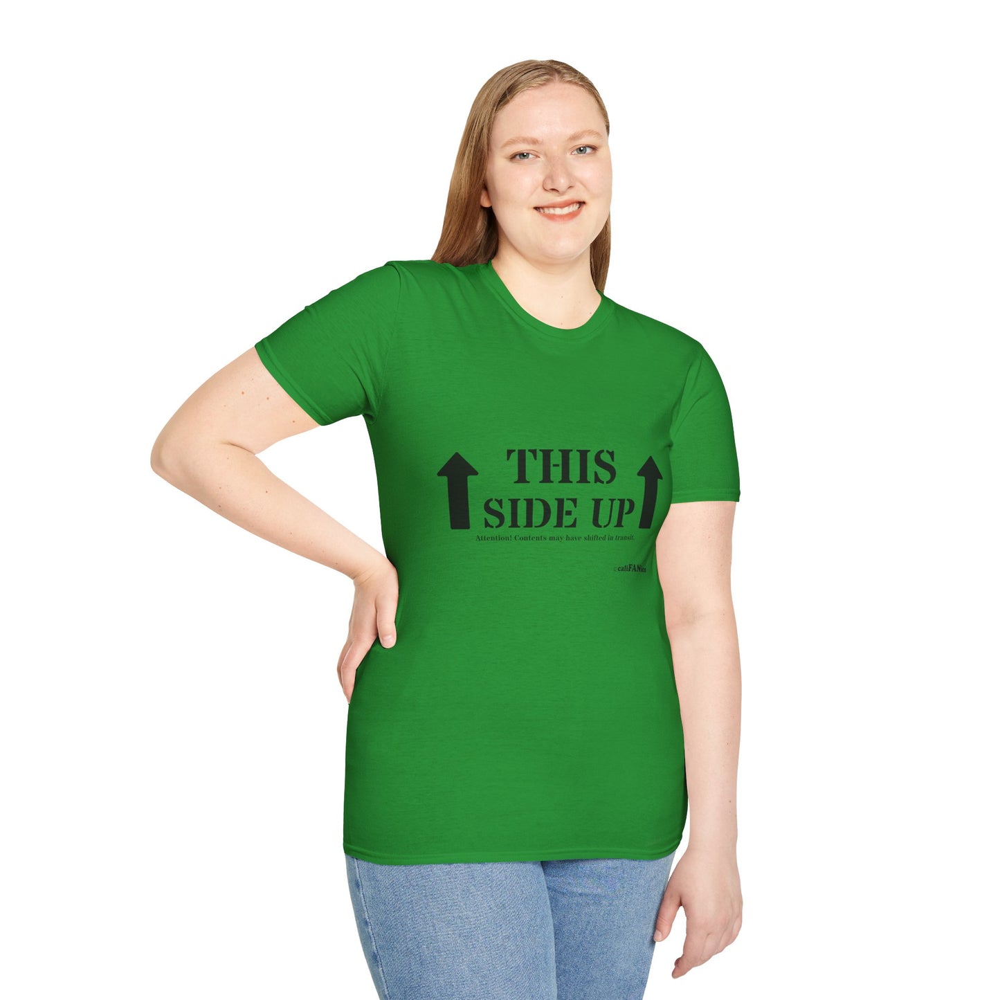 Funny 'THIS SIDE UP' t-shirt - Perfect Gift for Fun Occasions, Casual Wear, Gifting, Unisex Clothing, Vibrant Colors