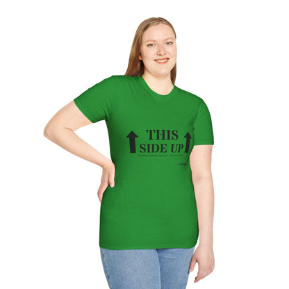 Funny 'THIS SIDE UP' t-shirt - Perfect Gift for Fun Occasions, Casual Wear, Gifting, Unisex Clothing, Vibrant Colors