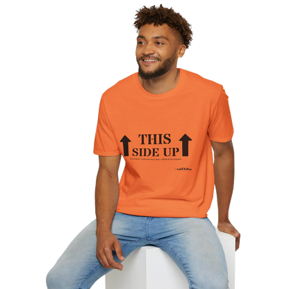 Funny 'THIS SIDE UP' t-shirt - Perfect Gift for Fun Occasions, Casual Wear, Gifting, Unisex Clothing, Vibrant Colors