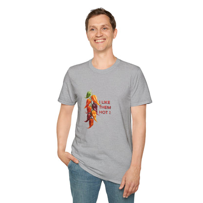 I Like Them Hot, Funny Hot Peppers Unisex T-Shirt, Summer Apparel, Funny Graphic Tee, Gift for Friends, Cute Casual Wear