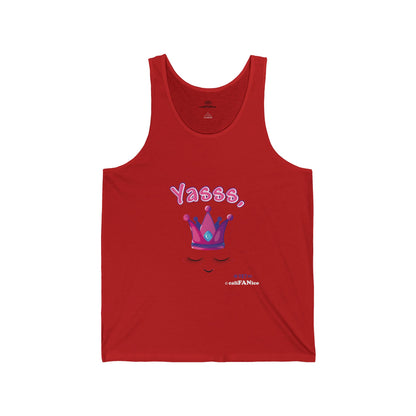 Yasss, Queen! Unisex Jersey Tank Top - Trendy Summer Activewear, Pride Apparel, Gift for Friends, Comfortable Party and Festival Top