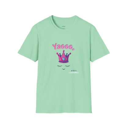 Yasss, Queen! Softstyle T-Shirt, Trendy Graphic Tee, Pride Apparel, Casual Wear, Gift for Them, Fun Festival T