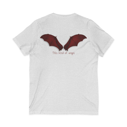 Unisex V-Neck Bat Tee - Spooky Bat Design T-Shirt - Perfect for Halloween, Autumn, Unique Graphic Tee