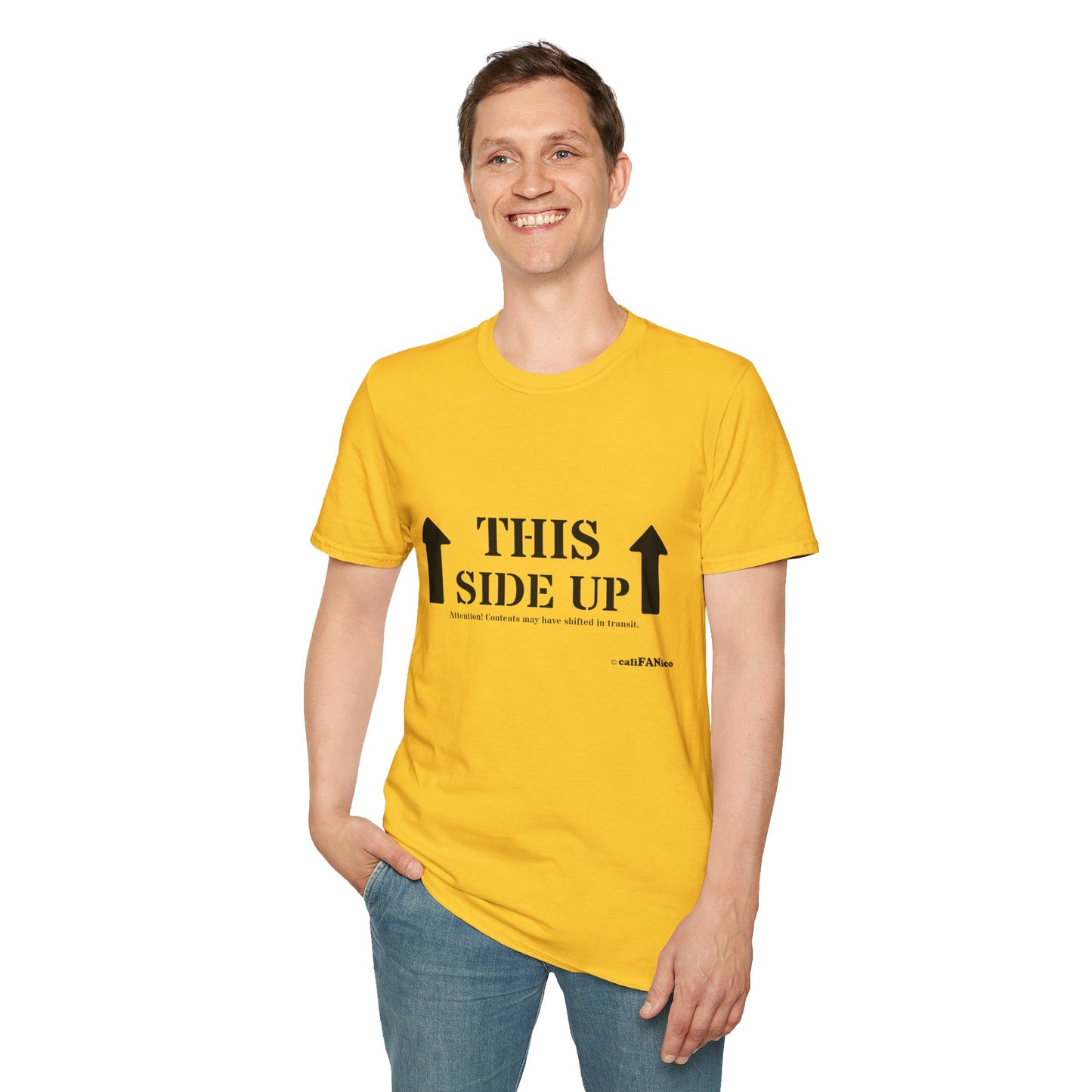 Funny 'THIS SIDE UP' t-shirt - Perfect Gift for Fun Occasions, Casual Wear, Gifting, Unisex Clothing, Vibrant Colors