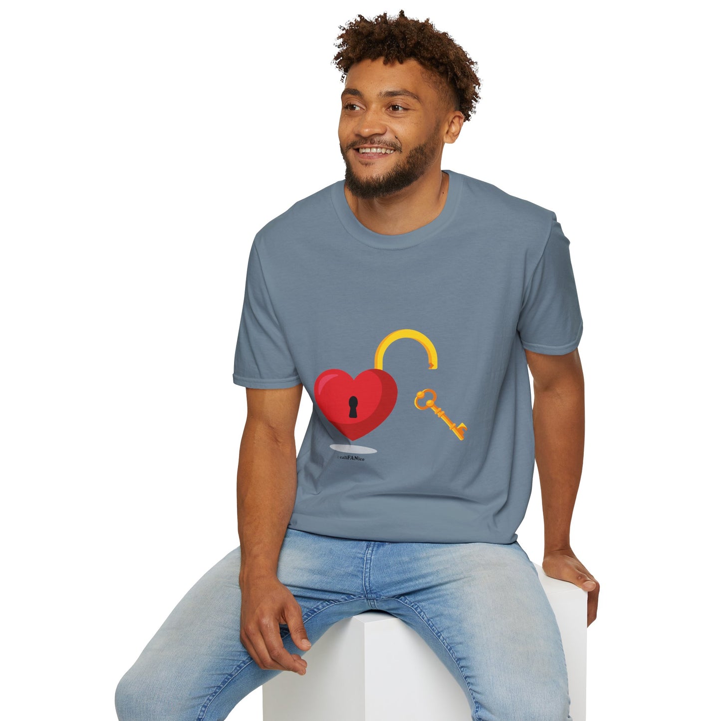 Open Heart Unlocked Heart Unisex Softstyle T-Shirt | Valentine’s Everyday Gift, Couple Matching Tee, Cute Relationship Shirt, Love Theme Apparel