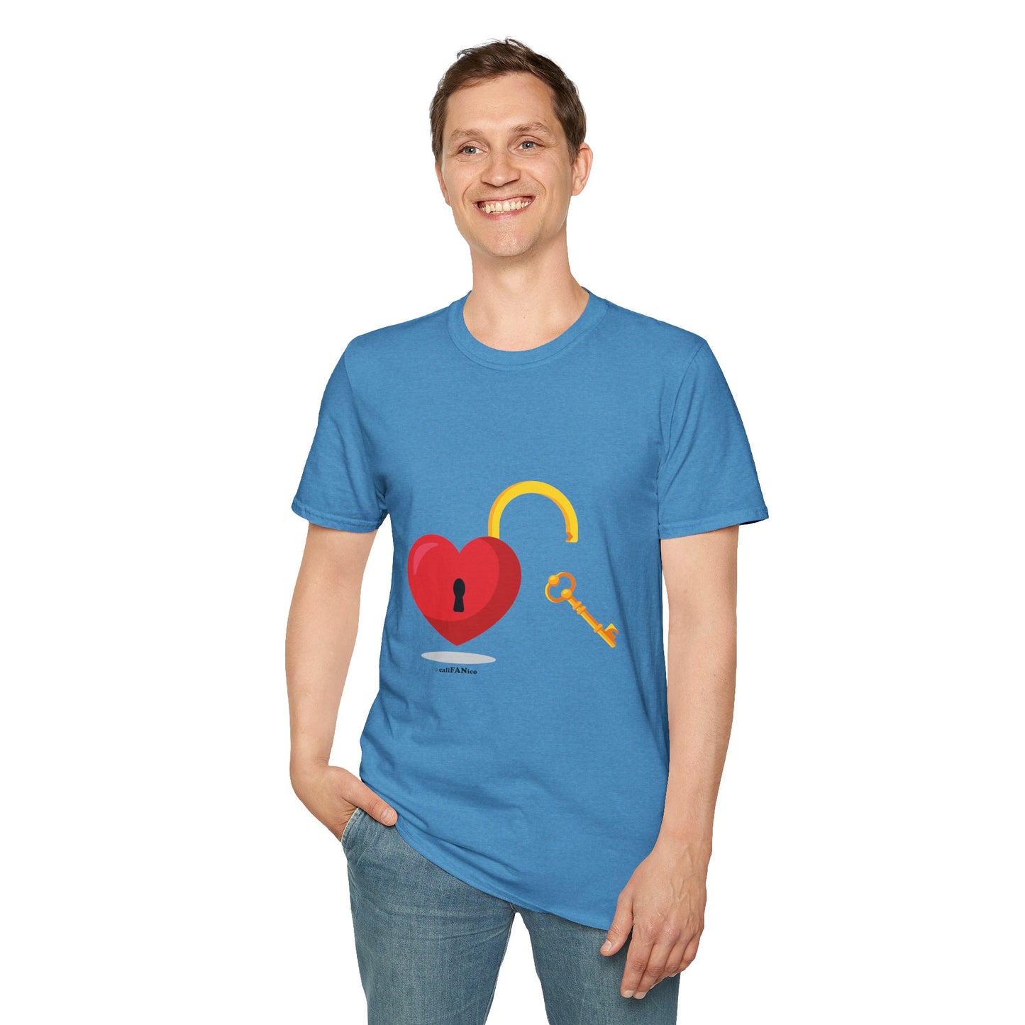 Open Heart Unlocked Heart Unisex Softstyle T-Shirt | Valentine’s Everyday Gift, Couple Matching Tee, Cute Relationship Shirt, Love Theme Apparel
