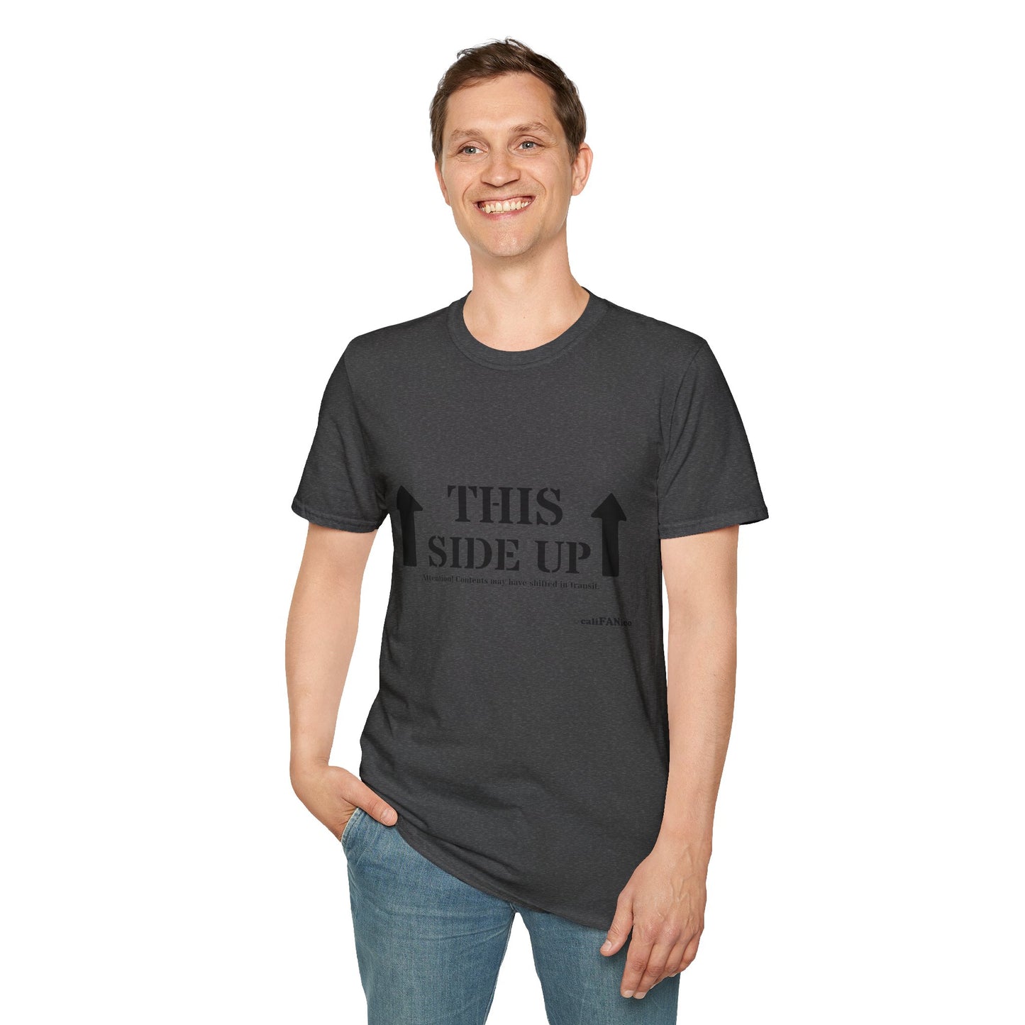 Funny 'THIS SIDE UP' t-shirt - Perfect Gift for Fun Occasions, Casual Wear, Gifting, Unisex Clothing, Vibrant Colors