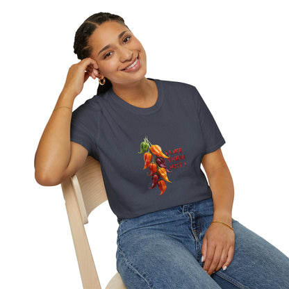I Like Them Hot, Funny Hot Peppers Unisex T-Shirt, Carolina peppers, Summer Apparel, Funny Graphic Tee, Gift for Friends, Cute Casual Wear