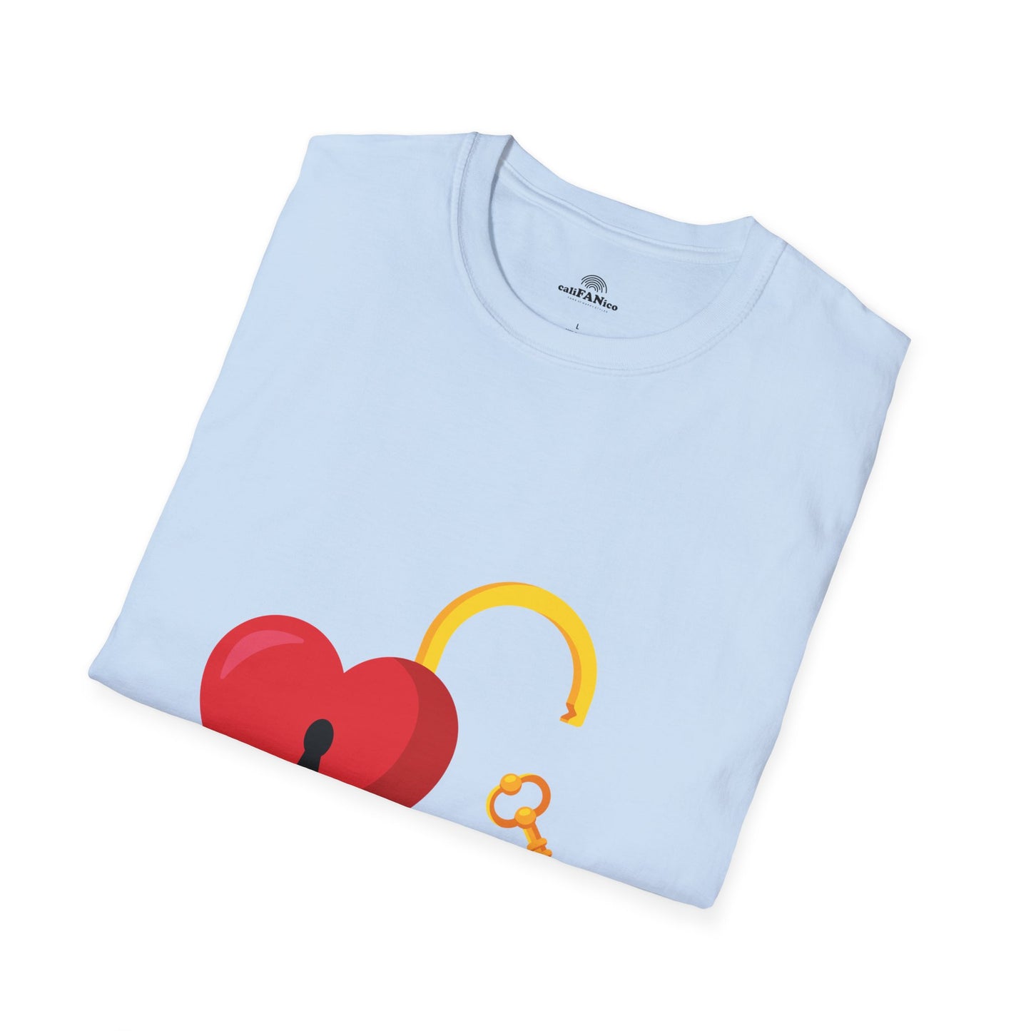 Open Heart Unlocked Heart Unisex Softstyle T-Shirt | Valentine’s Everyday Gift, Couple Matching Tee, Cute Relationship Shirt, Love Theme Apparel