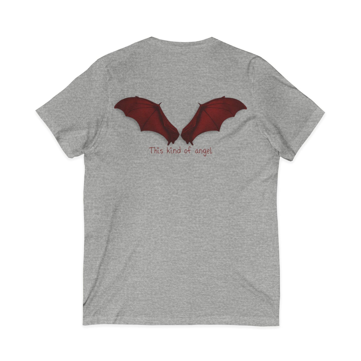 Unisex V-Neck Bat Tee - Spooky Bat Design T-Shirt - Perfect for Halloween, Autumn, Unique Graphic Tee
