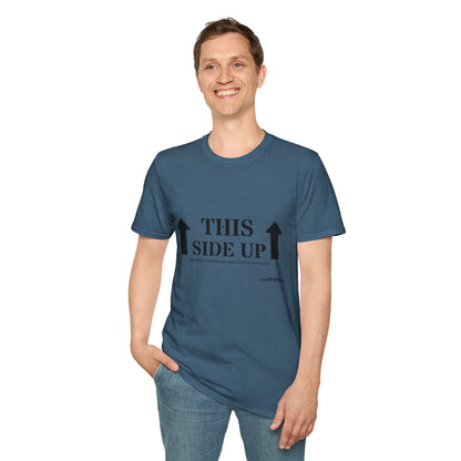 Funny 'THIS SIDE UP' t-shirt - Perfect Gift for Fun Occasions, Casual Wear, Gifting, Unisex Clothing, Vibrant Colors