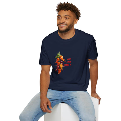 I Like Them Hot, Funny Hot Peppers Unisex T-Shirt, Summer Apparel, Funny Graphic Tee, Gift for Friends, Cute Casual Wear