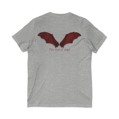 Unisex V-Neck Bat Tee - Spooky Bat Design T-Shirt - Perfect for Halloween, Autumn, Unique Graphic Tee