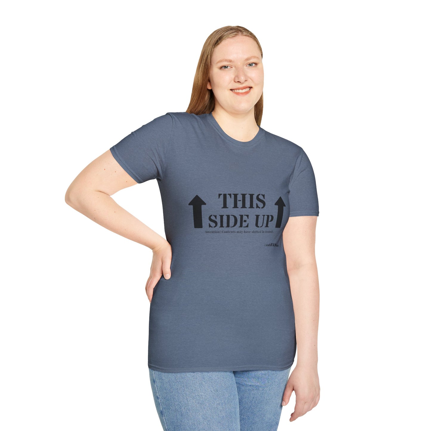 Funny 'THIS SIDE UP' t-shirt - Perfect Gift for Fun Occasions, Casual Wear, Gifting, Unisex Clothing, Vibrant Colors