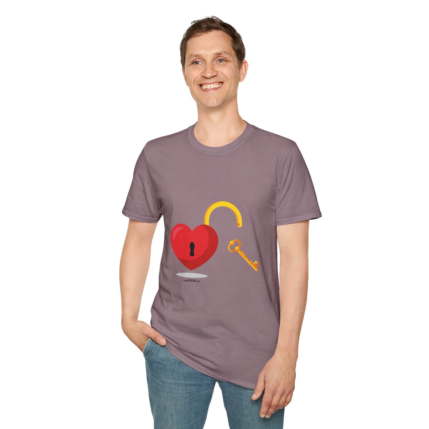 Open Heart Unlocked Heart Unisex Softstyle T-Shirt | Valentine’s Everyday Gift, Couple Matching Tee, Cute Relationship Shirt, Love Theme Apparel