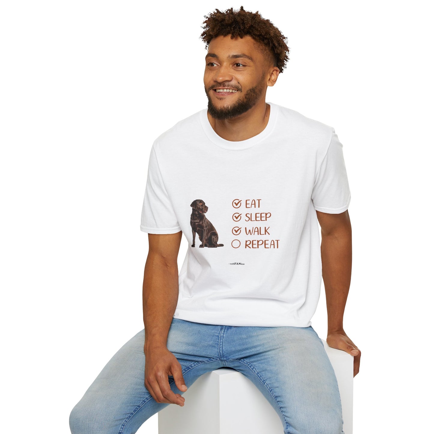 Eat, Sleep, Walk, Repeat Chocolate Lab Dog T-Shirt, Unisex Pet Lover Tee, Gift for Dog Moms and Dads, Dog Lover Apparel, Dog Themed Shirt