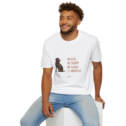Eat, Sleep, Walk, Repeat Chocolate Lab Dog T-Shirt, Unisex Pet Lover Tee, Gift for Dog Moms and Dads, Dog Lover Apparel, Dog Themed Shirt