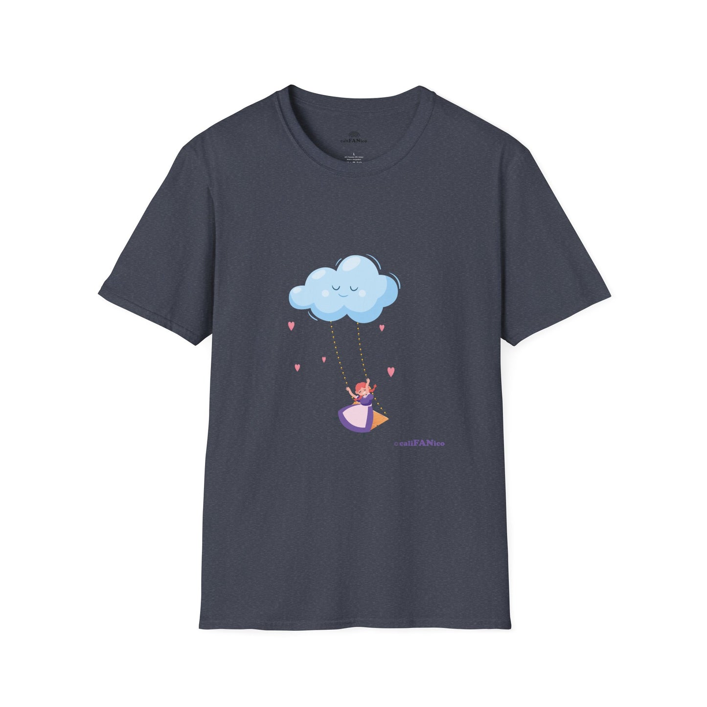 Whimsical Cloud Graphic Tee for Girls 6-12 (XS-S-M), Soft Cotton Shirt, Casual Everyday Wear, Ideal for Gifting, Fun and Playful Design