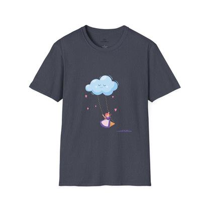 Whimsical Cloud Graphic Tee for Girls 6-12 (XS-S-M), Soft Cotton Shirt, Casual Everyday Wear, Ideal for Gifting, Fun and Playful Design