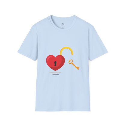Open Heart Unlocked Heart Unisex Softstyle T-Shirt | Valentine’s Everyday Gift, Couple Matching Tee, Cute Relationship Shirt, Love Theme Apparel