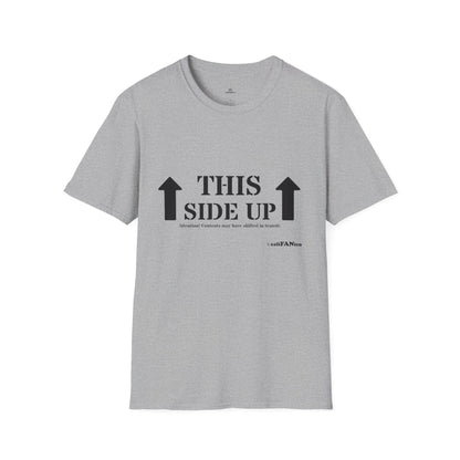 Funny 'THIS SIDE UP' t-shirt - Perfect Gift for Fun Occasions, Casual Wear, Gifting, Unisex Clothing, Vibrant Colors