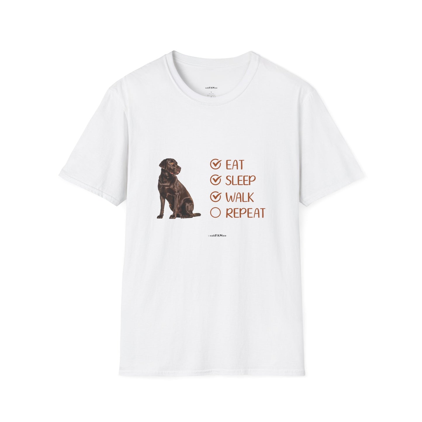 Eat, Sleep, Walk, Repeat Chocolate Lab Dog T-Shirt, Unisex Pet Lover Tee, Gift for Dog Moms and Dads, Dog Lover Apparel, Dog Themed Shirt