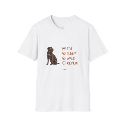 Eat, Sleep, Walk, Repeat Chocolate Lab Dog T-Shirt, Unisex Pet Lover Tee, Gift for Dog Moms and Dads, Dog Lover Apparel, Dog Themed Shirt