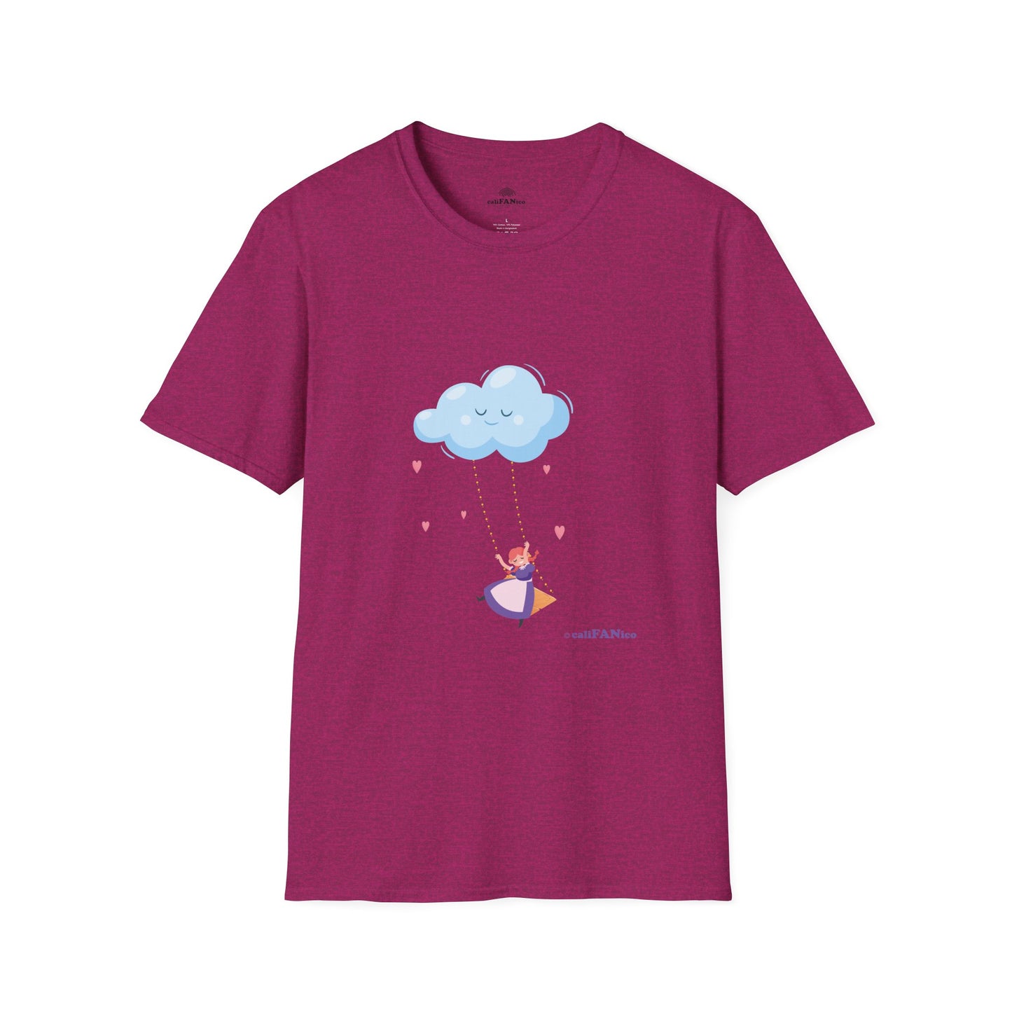 Whimsical Cloud Graphic Tee for Girls 6-12 (XS-S-M), Soft Cotton Shirt, Casual Everyday Wear, Ideal for Gifting, Fun and Playful Design