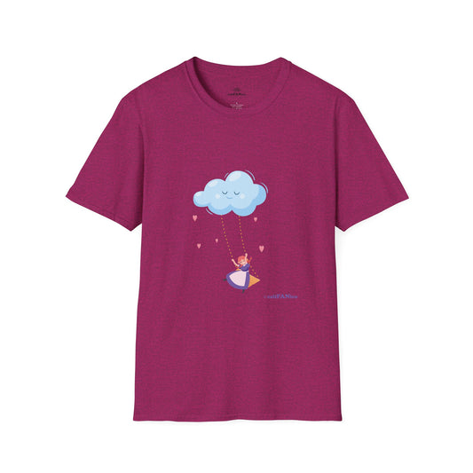 Whimsical Cloud Graphic Tee for Girls 6-12 (XS-S-M), Soft Cotton Shirt, Casual Everyday Wear, Ideal for Gifting, Fun and Playful Design