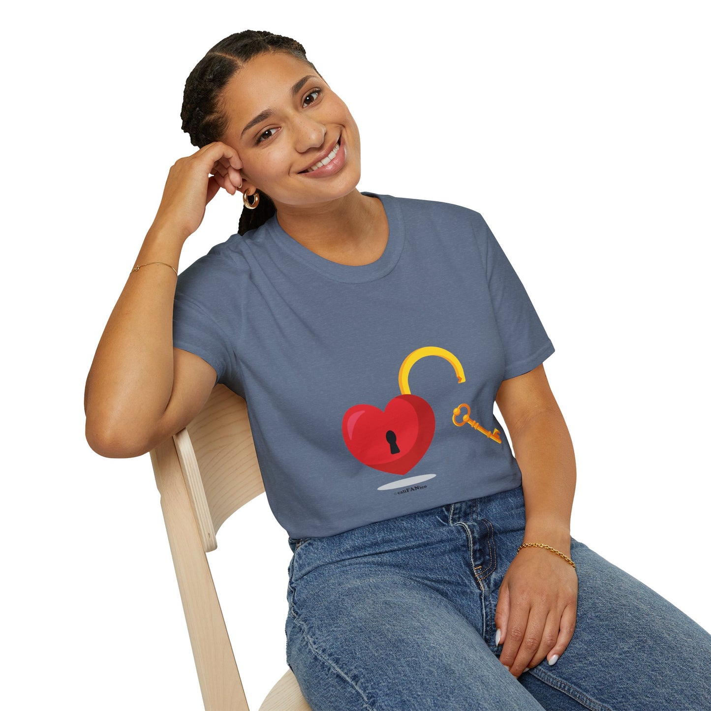 Open Heart Unlocked Heart Unisex Softstyle T-Shirt | Valentine’s Everyday Gift, Couple Matching Tee, Cute Relationship Shirt, Love Theme Apparel