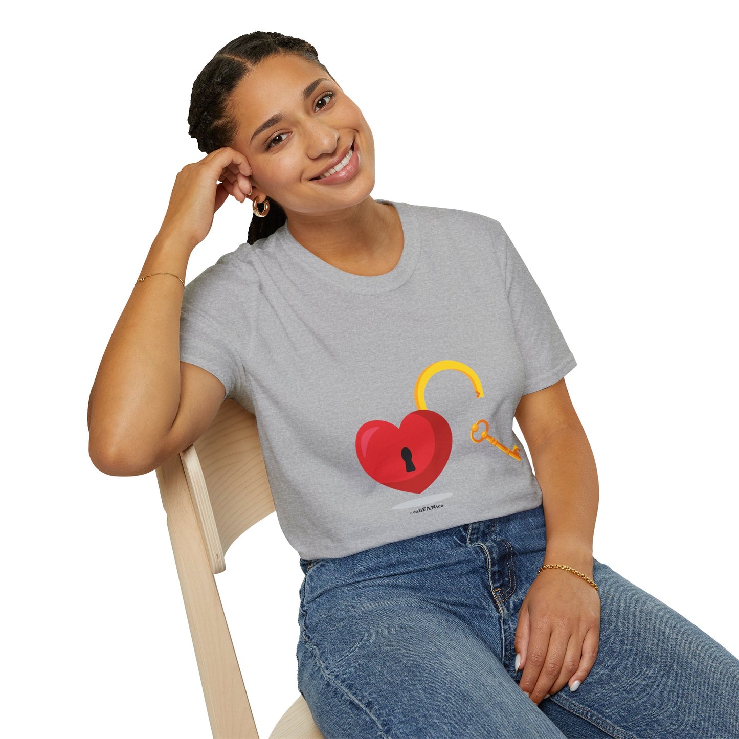 Open Heart Unlocked Heart Unisex Softstyle T-Shirt | Valentine’s Everyday Gift, Couple Matching Tee, Cute Relationship Shirt, Love Theme Apparel