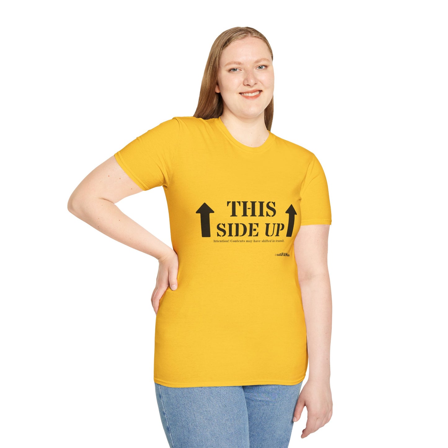 Funny 'THIS SIDE UP' t-shirt - Perfect Gift for Fun Occasions, Casual Wear, Gifting, Unisex Clothing, Vibrant Colors
