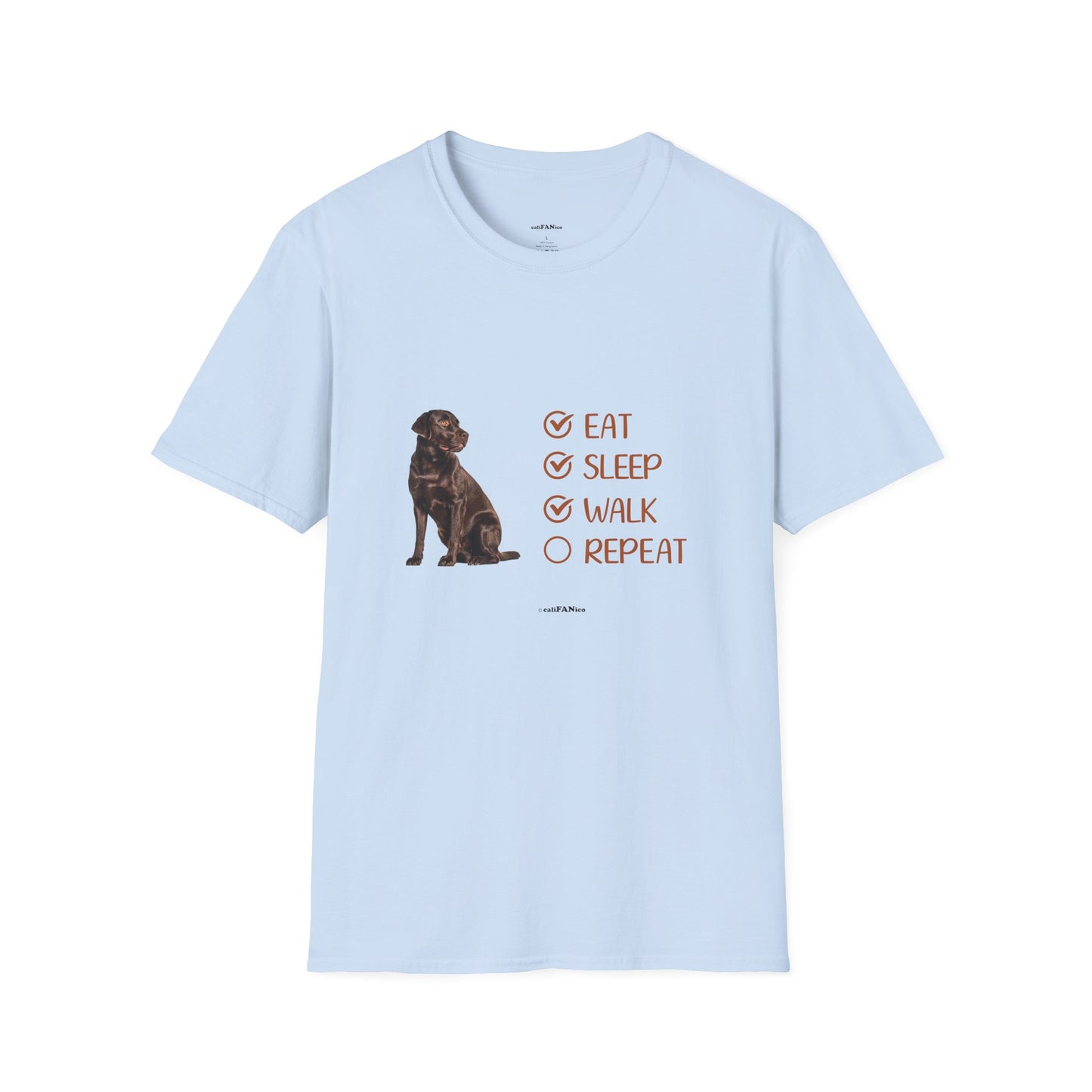 Eat, Sleep, Walk, Repeat Chocolate Lab Dog T-Shirt, Unisex Pet Lover Tee, Gift for Dog Moms and Dads, Dog Lover Apparel, Dog Themed Shirt