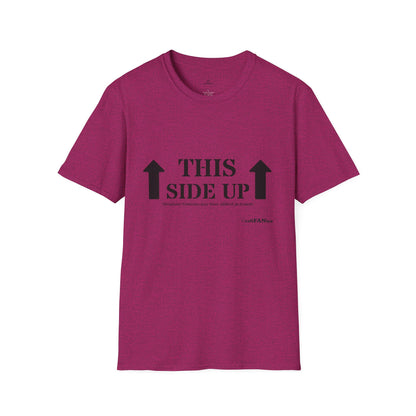 Funny 'THIS SIDE UP' t-shirt - Perfect Gift for Fun Occasions, Casual Wear, Gifting, Unisex Clothing, Vibrant Colors
