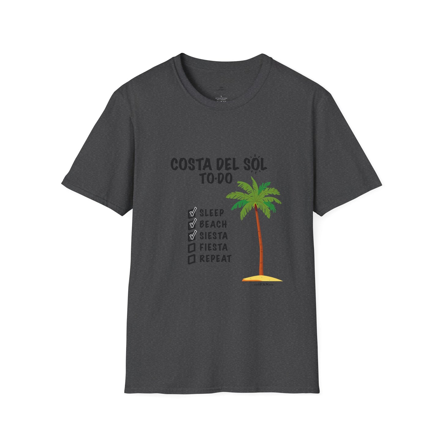 Beach Vibes Shirt, Beach Lovers T-Shirt, Vacation Tee, Summer Wear, Gift for Beach Lovers. Costa del Sol To-Do T-Shirt, Unisex T-Shirt, Soft Style T-Shirt
