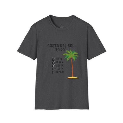 Beach Vibes Shirt, Beach Lovers T-Shirt, Vacation Tee, Summer Wear, Gift for Beach Lovers. Costa del Sol To-Do T-Shirt, Unisex T-Shirt, Soft Style T-Shirt