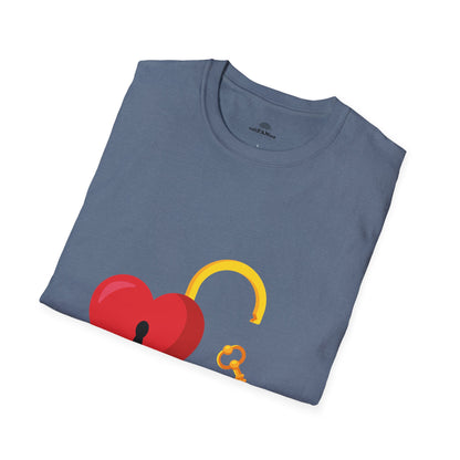 Open Heart Unlocked Heart Unisex Softstyle T-Shirt | Valentine’s Everyday Gift, Couple Matching Tee, Cute Relationship Shirt, Love Theme Apparel