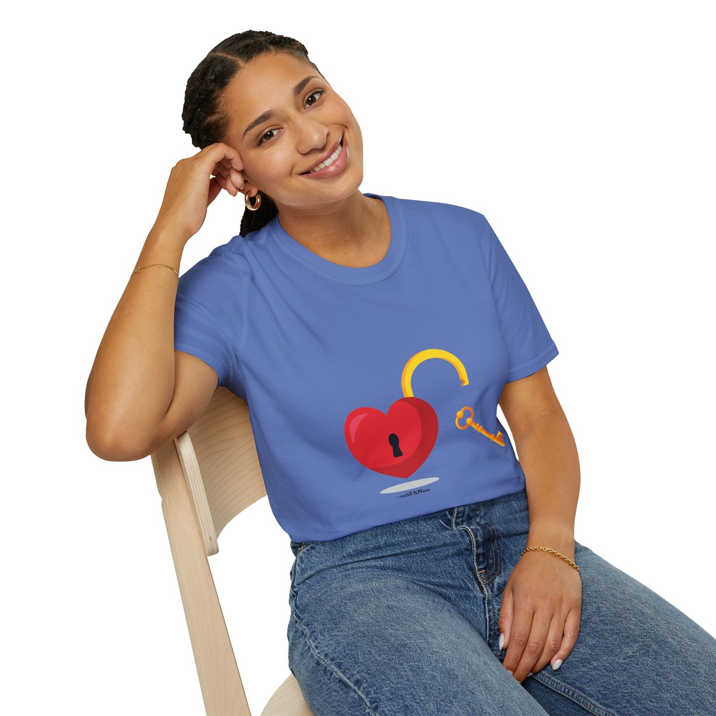 Open Heart Unlocked Heart Unisex Softstyle T-Shirt | Valentine’s Everyday Gift, Couple Matching Tee, Cute Relationship Shirt, Love Theme Apparel
